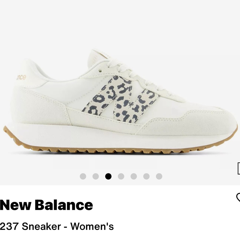 New Balance Women's 237 Sneaker in White with Leopard Accent